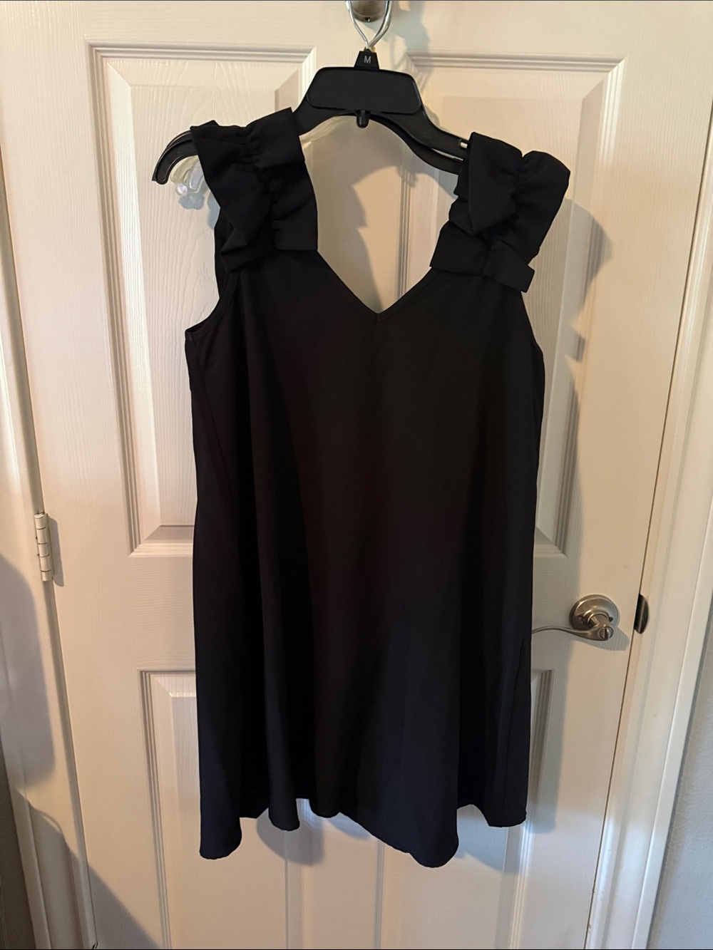Mud Pie Black Ruffle-Strap V-Neck Tank